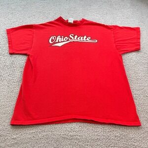 Vintage Ohio State Buckeyes T-Shirt Red Fruit of the Loom Heavy Cotton XL Y2K